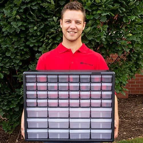 Akro-Mils 44 Drawer 10144REDBLK, Plastic Parts Storage Hardware and Craft Cabine