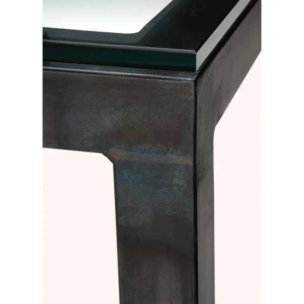 Room & Board - Modern Parsons 54W 18d 29h Console Table w/ 1.5x22 Leg, Clear Tempered Glass Top w/ Natural Steel Base
