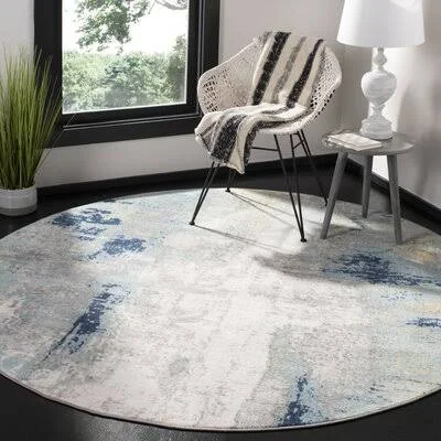Muro Abstract Gray/Navy Area Rug Williston Forge Rug Size: Runner 2& x 14&