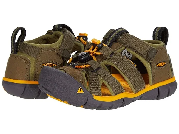 Keen Kids& Seacamp II CNX Sandal - 10 - Military Olive, Saffron