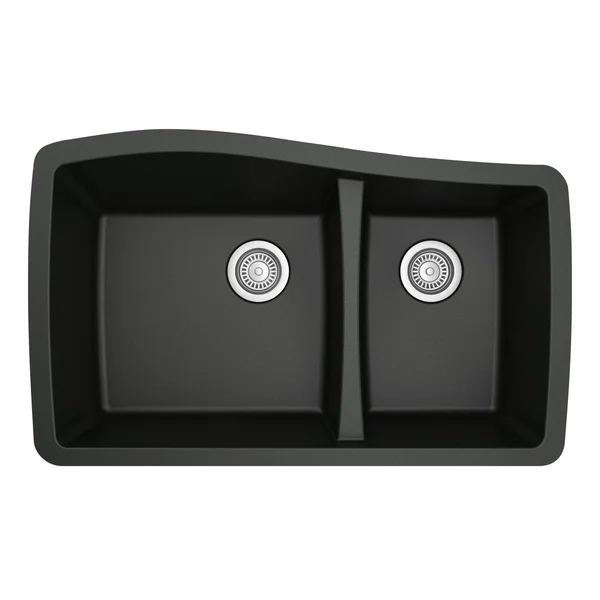 Karran Undermount Quartz 60/40 Double Bowl Kitchen Sink - Bisque