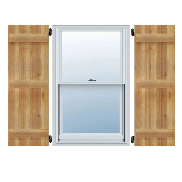 Ekena Millwork RBJ06S21X070RWR 21 1/2x22W x 70x22H TimberCraft Four 5 3/8x22 Boards Joined Board-n-Batten Shutters, Rough Sawn W