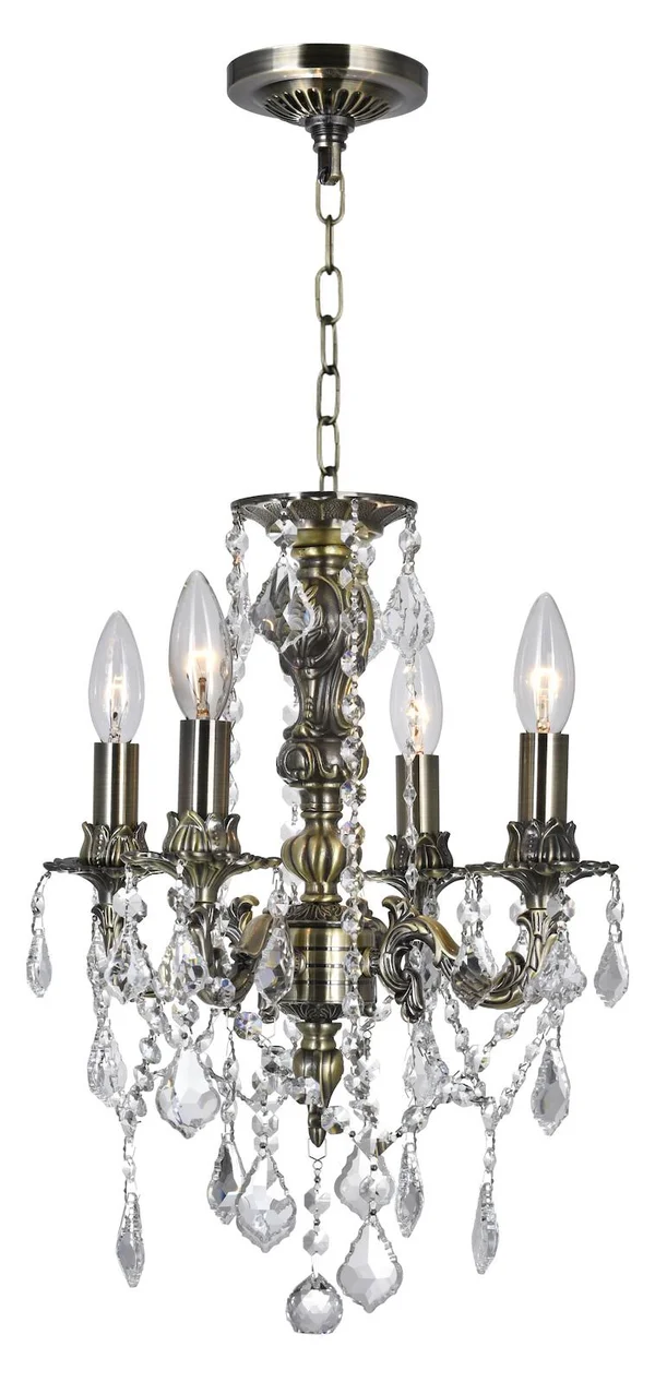 CWI Lighting 4 Light Up Chandelier with Antique Brass Finish 2037P14AB-4