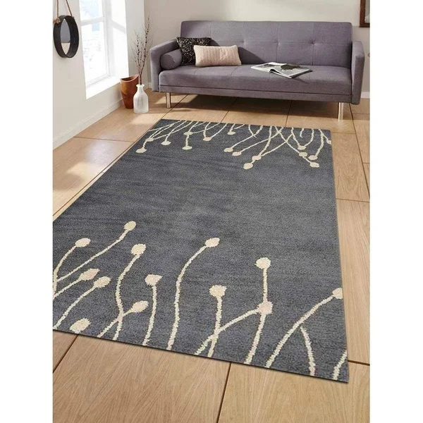 Rugsource Grey/White Indian Hand Tufted Wool Solid Indoor Oriental Area Rug