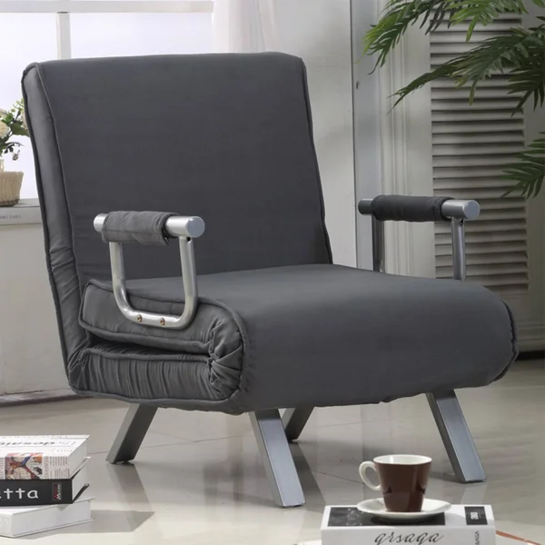 HomCom 5-Position Folding Sleeper Chair, Grey