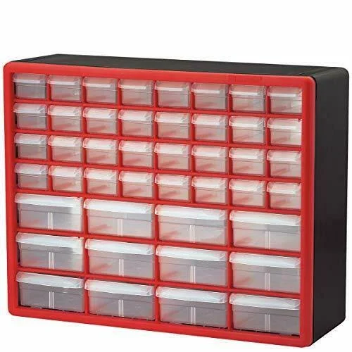 Akro-Mils 44 Drawer 10144REDBLK, Plastic Parts Storage Hardware and Craft Cabine