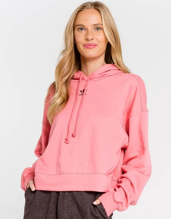 Adidas Women's Originals Adicolor Essentials Hoodie in Pink/Hazy Rose Size Large - Cotton/Polyester