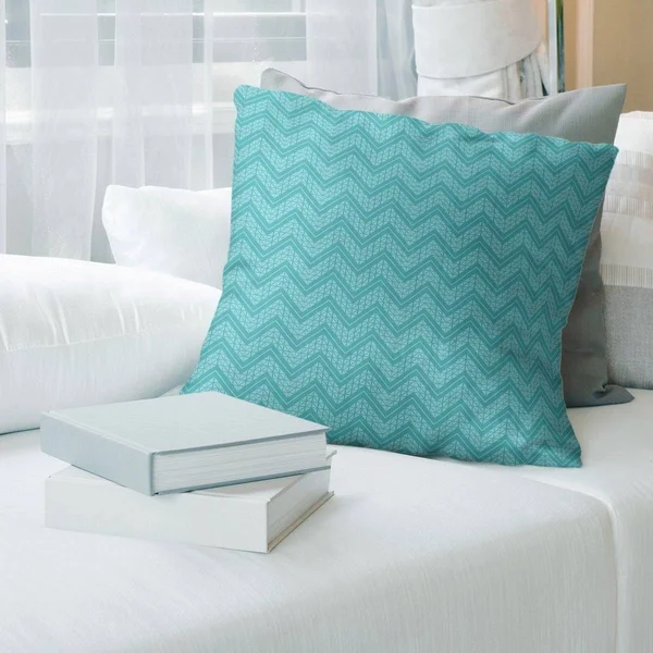 Porch & den Bayberry Cool Chevron Pattern Throw Pillow - 26 x 26 - Teal - Synthetic Fiber
