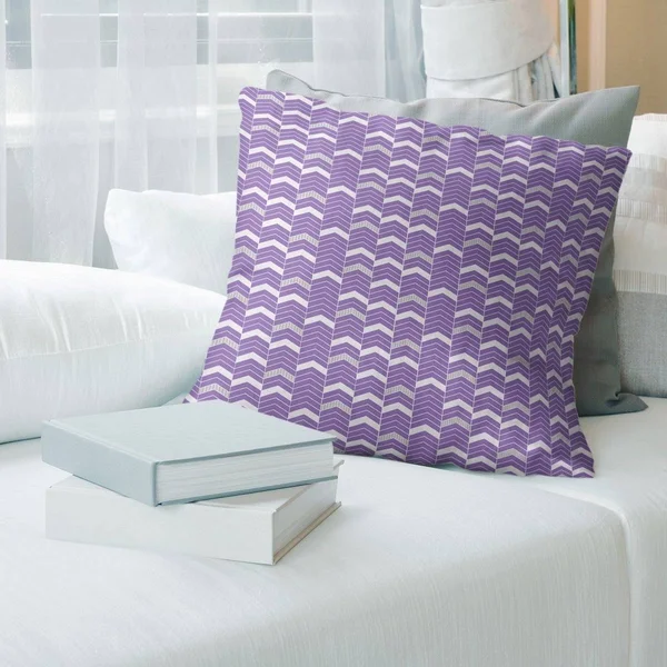 Porch & den Athens Lined Chevrons Throw Pillow - 26 x 26 - Purple & Gray - Synthetic Fiber