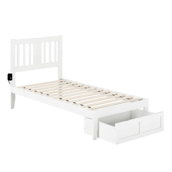 Atlantic Furniture Tahoe Full Bed with Foot Drawer and USB Turbo Charger in Grey