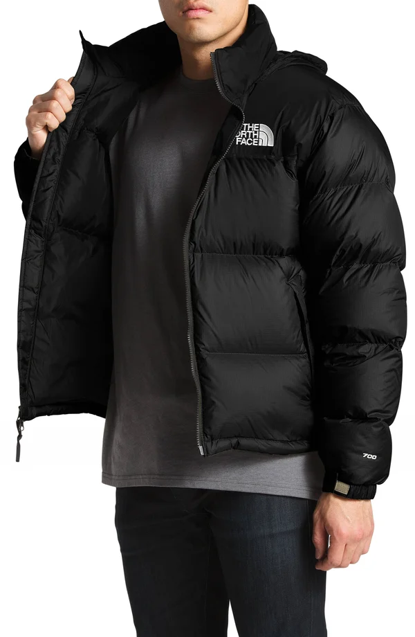 The North Face Solid Nuptse Puffer Down Jacket, Black, Large