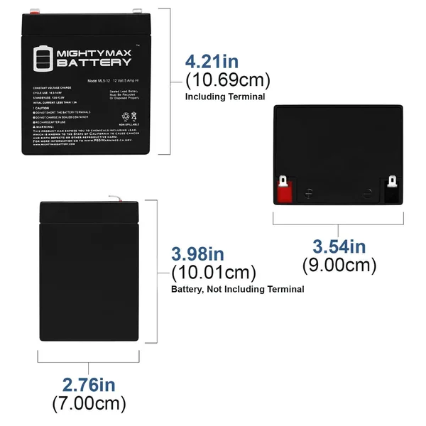 Mighty Max Battery - ML5-12 - 12V 5Ah Battery for Razor E100 E125 E150 E175 Electric Scooter - 4 Pack - ML5-12MP418448