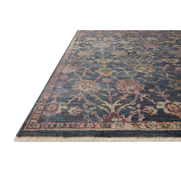 Alexander Home Jewel Fringed Floral Vintage Area Rug - 2&-7x22 x 10& Runner - Navy - Multi