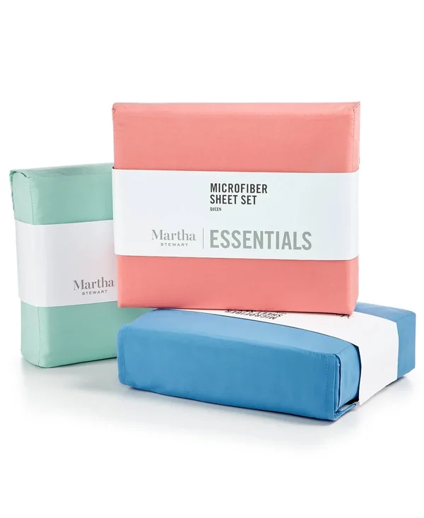 Martha Stewart Essentials Solid Microfiber 4-pc. Full Sheet Set - Created for Macy&s - Blush
