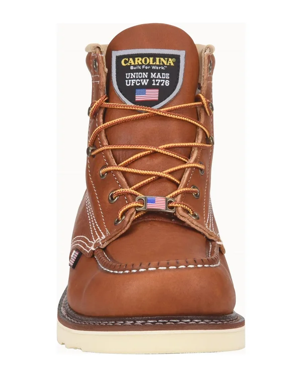 Carolina Men's 6x22 Domestic Steel Moc Toe Wedge Work Boot Size 9.5-D Tobacco