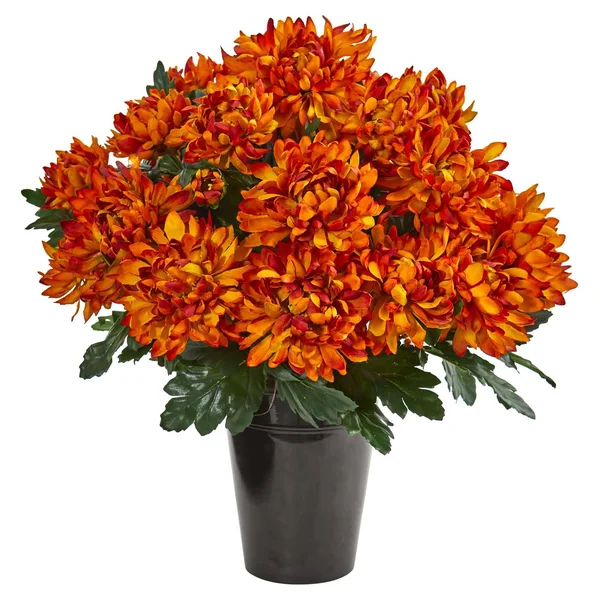 Nearly Natural Spider Mum Artificial Arrangement in Black Vase