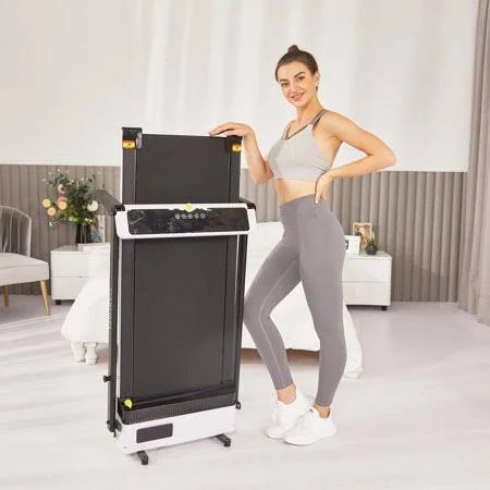 Under Desk Treadmill 2in1 Walking Running Machine Electric Treadmill Folding Pad Treadmill with Remote Control and Bluetooth Spe