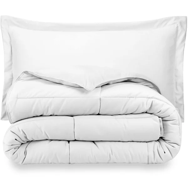 Bare Home Hypoallergenic All-Season Down Alternative Comforter Set - Oversized Queen - White