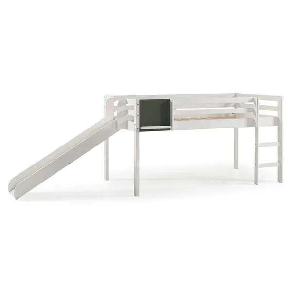 Naomi Home Cindy Low Loft Bed with Fun Slide White/Twin