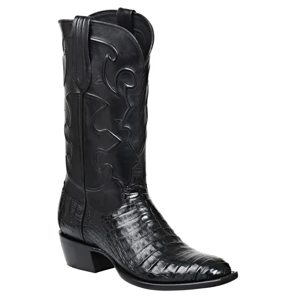 Lucchese Mens Charles Black Caiman Belly Boots M1636; Heel:4 - Toe:1