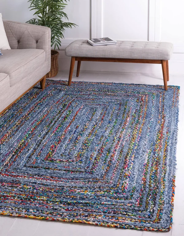 Unique Loom Braided Chindi Rug Blue - 9& x 6&
