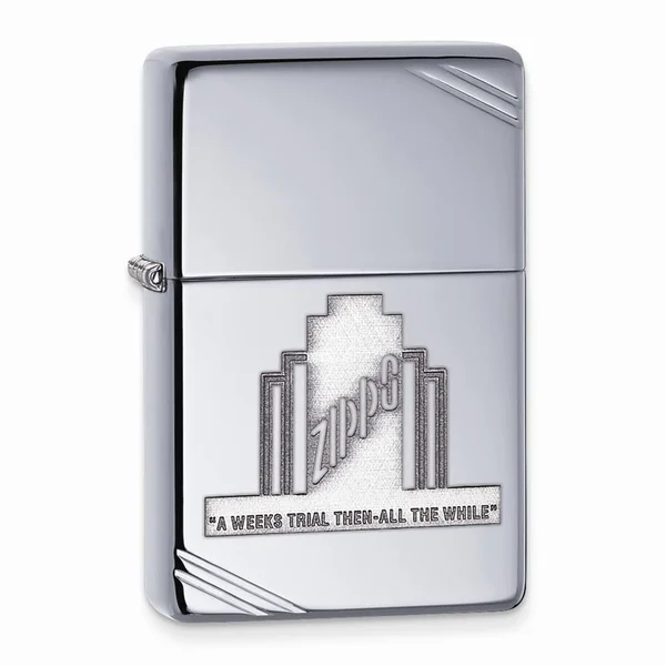 Zippo A Weeks Trial Vintage High Polish Chrome Lighter