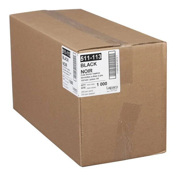 Lapaco 2 Ply Black Dinner Napkin - 15 1/2 x 16 inch - 1000 per CASE.