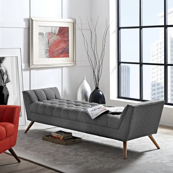 Modway Response Fabric Bench - Gray