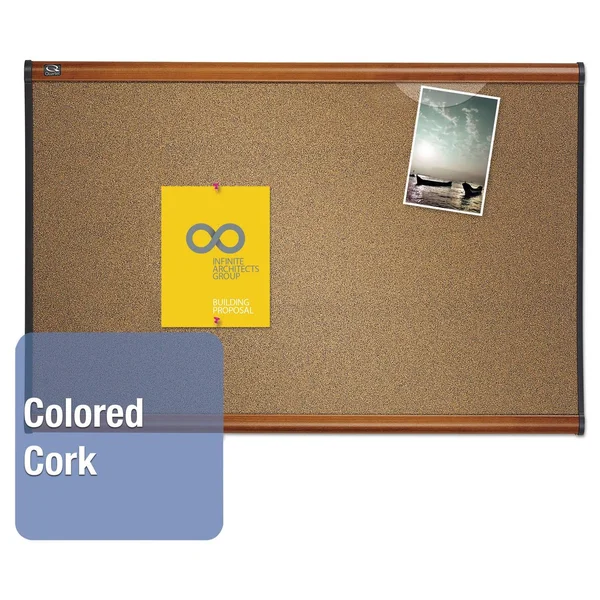 Quartet 36 x 24 Prestige Bulletin Board - Graphite-Blend Cork- Cherry Frame