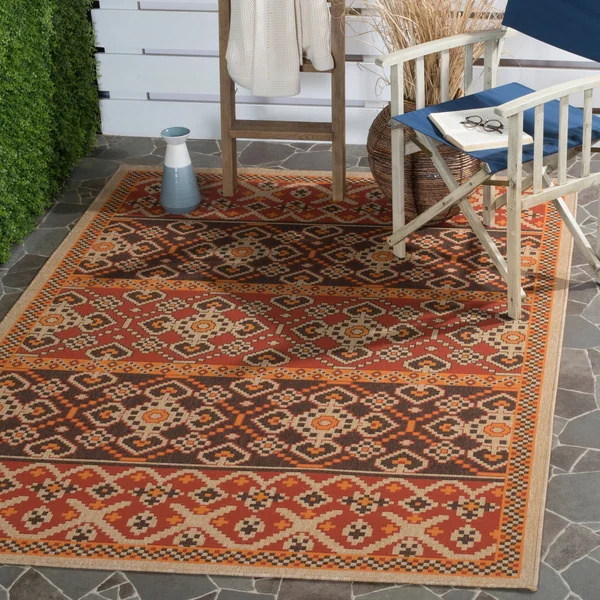 Safavieh Veranda 093 Red - Chocolate 9& x 12& Indoor/Outdoor Rug