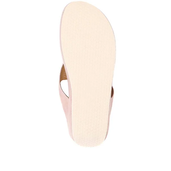 Bellissimo Women's Metallic Toe Post Sandal - Tan - US 07