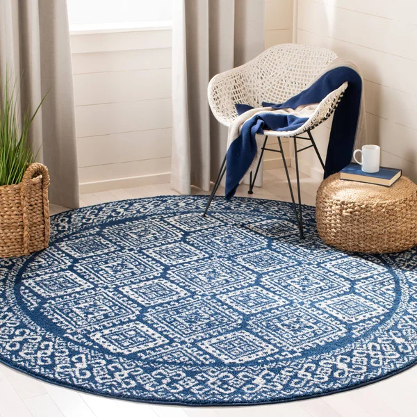 Safavieh Tulum Rug Collection TUL264N - Navy, Ivory - 6&-7x22 x 6&-7x22 Square