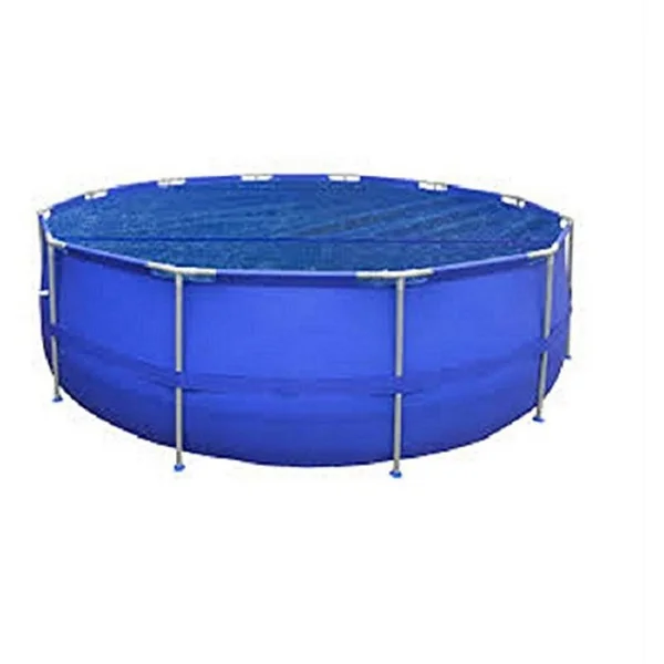 Pool Central Round Blue Floating Solar Cover for Steel Frame Swimming Pool, 17&
