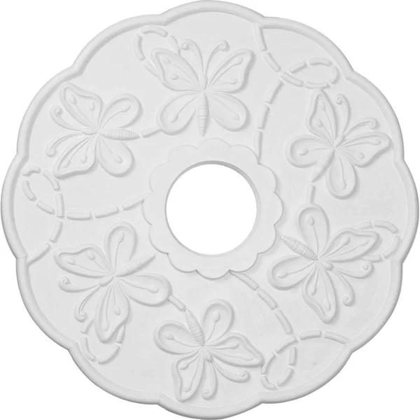 17 7/8x22OD x 3 7/8x22ID x 1x22P Terrones Butterfly Ceiling Medallion (Fits Canopies Up to 3 7/8x22), Hand-Painted Pot of Cream