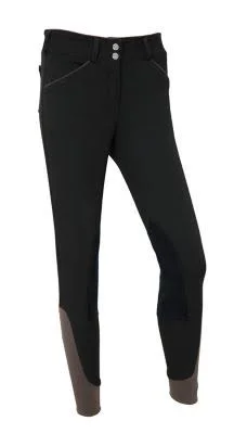 Dover Saddlery Women's Wellesley Knee-Patch Breech - 350403178240, Black/Grey