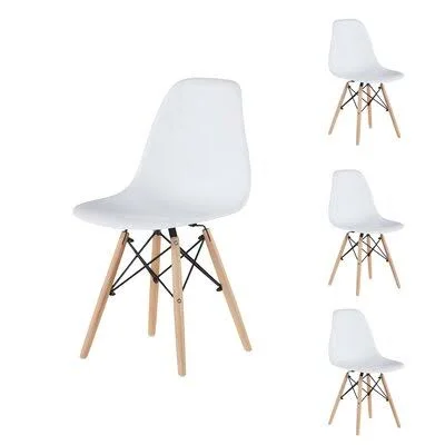 Modern Style Mid Century Modern Dining Chair Plastic Seat Wooden Legs for Kitchen - Dining, Bedroom, Living Room Side Chairs Set