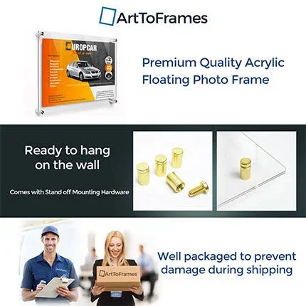 20x28 Acrylic Floating Frame for Pictures and Art with Gold Standoff (Full Frame Is 24x32)