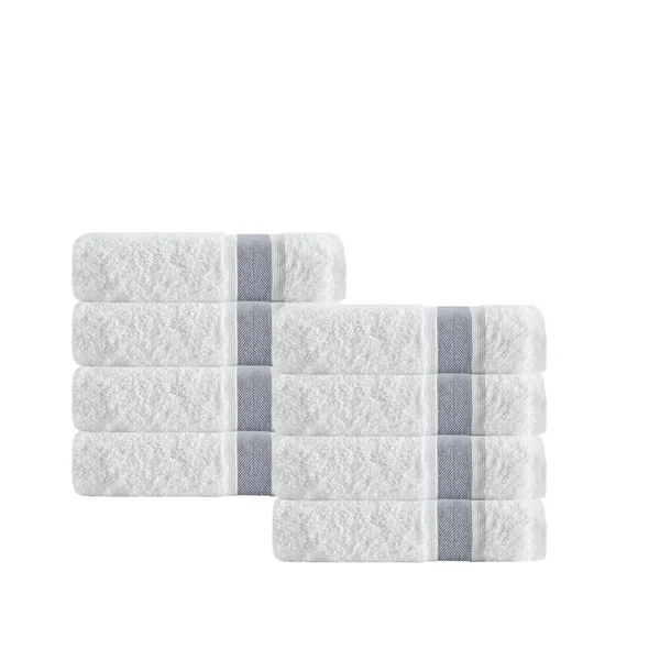 Enchante Home Unique Turkish Cotton Hand Towel - Set of 8 Silver