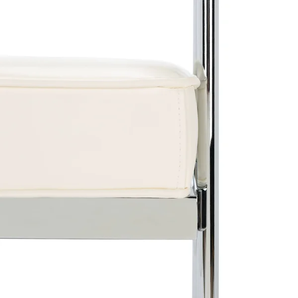 Safavieh Pim Small Rectangle Bench w/ Arms - White, Chrome