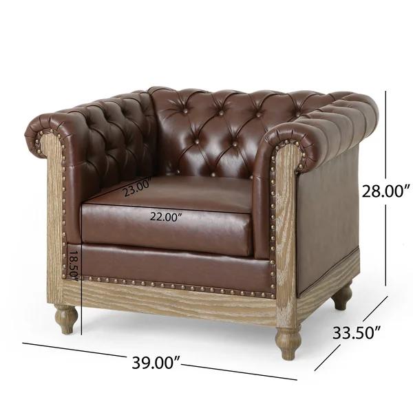 Christopher Knight Home Castalia Club Chair, Dark Brown + Natural