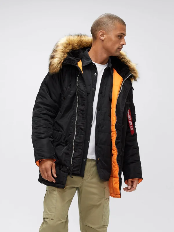 Alpha Industries Men's Black Slim Fit N-3B Parka