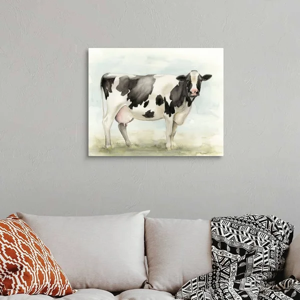 Watercolor Cow I, Large Solid-Faced Canvas Wall Art Print, Great Big Canvas