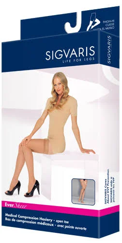 Sigvaris, EverSheer, 20-30 mmHg, Thigh High Open Toe-Medium Long