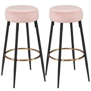 Duhome Elegant Lifestyle Modern Set of 2 Round Velvet Bar Stools, Kitchen Breakfast Round Dining Chair Height for Coffee Shop, Ba