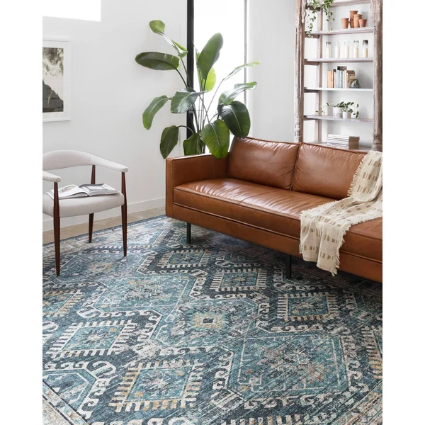 Alexander Home Leanne Traditional Distressed Printed Area Rug, Size: 9& x 12&, Blue