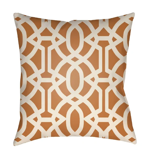 26x22 Orange and White Trellis Patterned Square Throw Pillow Cover