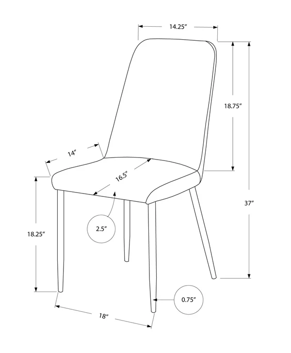 Monarch Specialties 37 in. Faux Leather and Chrome Dining Chair, Size: Set of 2, Grey