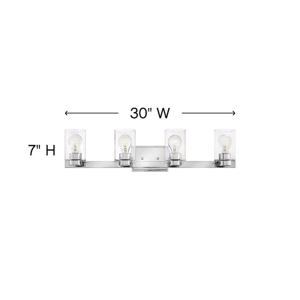 Hinkley Lighting Miley 4 Light Bath, Brushed Nickel/Clear - 5054BN-CL