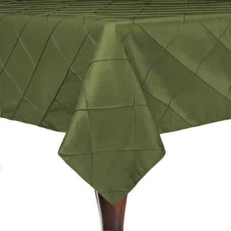 Ultimate Textile Embroidered Pintuck Taffeta 84 x 84-Inch Square Tablecloth, Green
