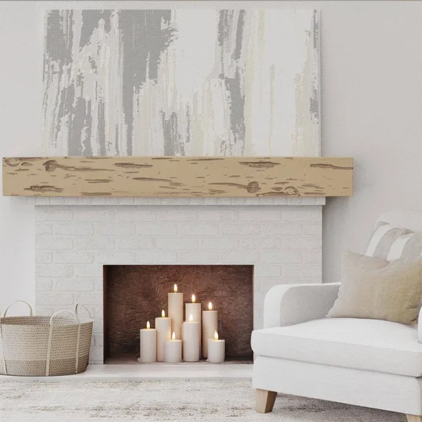 Ekena Millwork MANUPC08X10X72NG 8x22H x 10x22D x 72x22W Pecky Cypress Faux Wood Fireplace Mantel, Natural Golden Oak